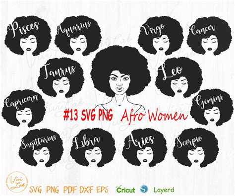Afro Women Zodiac Signs Svg Png Vector