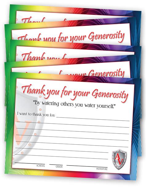 Thank You Generosity Cards Anti Virus Youth Education