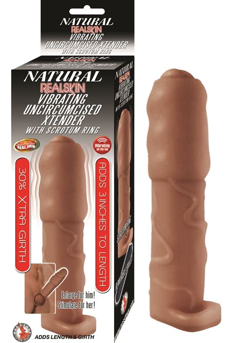 Nass Toys Natural Realskin Vibrating Uncircumcised Penis Extender With