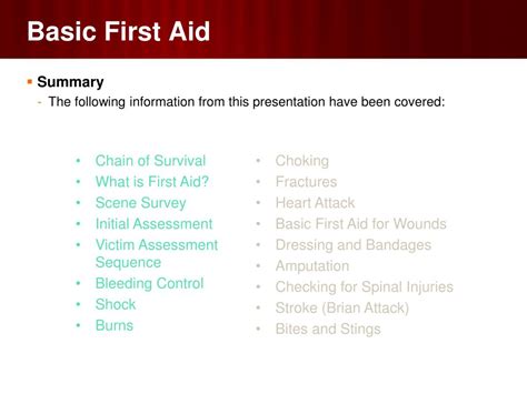 Ppt Basic First Aid Powerpoint Presentation Free Download Id2225257