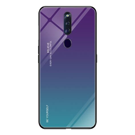Flexible safety airbags case for oppo f11 pro. For OPPO F11 Pro Gradient Color Glass Case (Purple ...