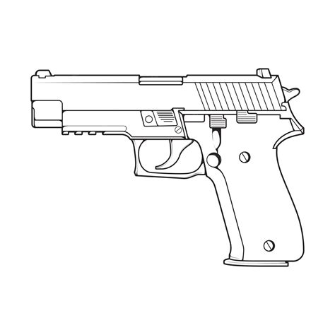 Estilo De Arte De Línea De Armas De Fuego Pistola De Tiro Ilustración