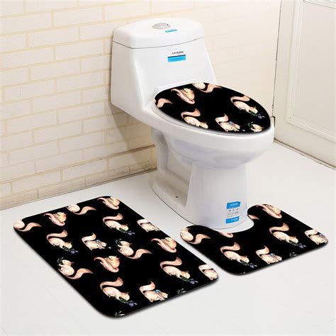 Zeegle 3pcs Animal Printed Non Slip Decorative Toilet Seat Cover Rug