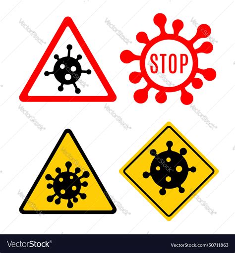 Coronavirus 2019 Ncov Corona Virus Icons Warning Vector Image
