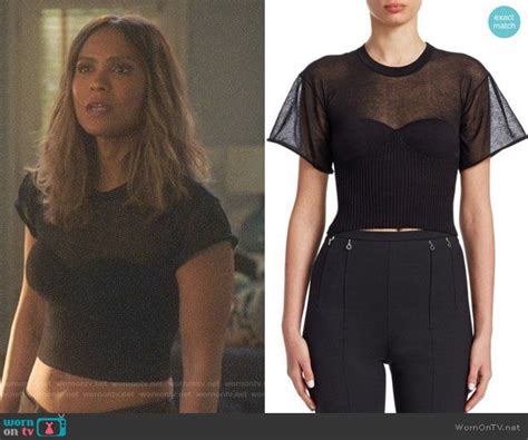 Mazes Black Cropped Tee With Ribbed Corset On Lucifer Tv Show