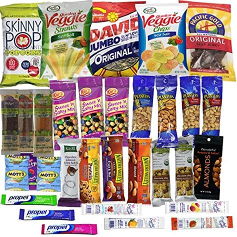 What are some healthy party snacks? Healthy Snacks Care Package Gift Basket- 32 Health Food Snacking Choices - Quick Ready To Go ...