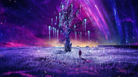 Mystic Wallpaper 4k Surreal Dream Tree Planets