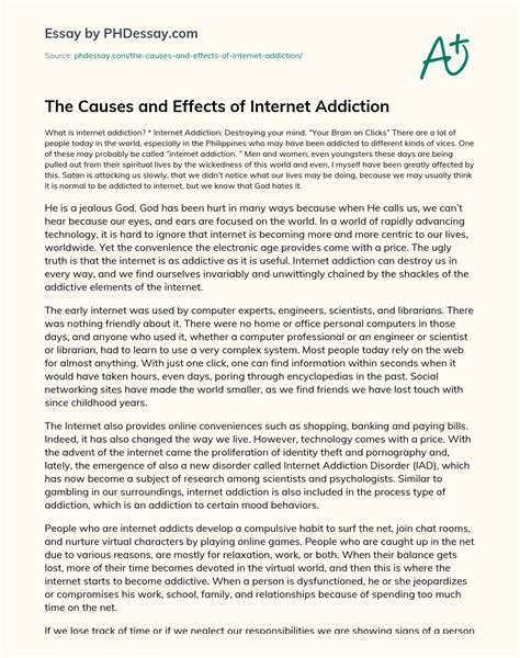 The Causes And Effects Of Internet Addiction Cause And Effect Essay
