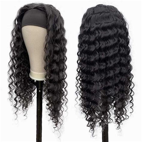 Deep Wave Headband Wig Glueless Human Hair Wigs Curly Hair Half Wig