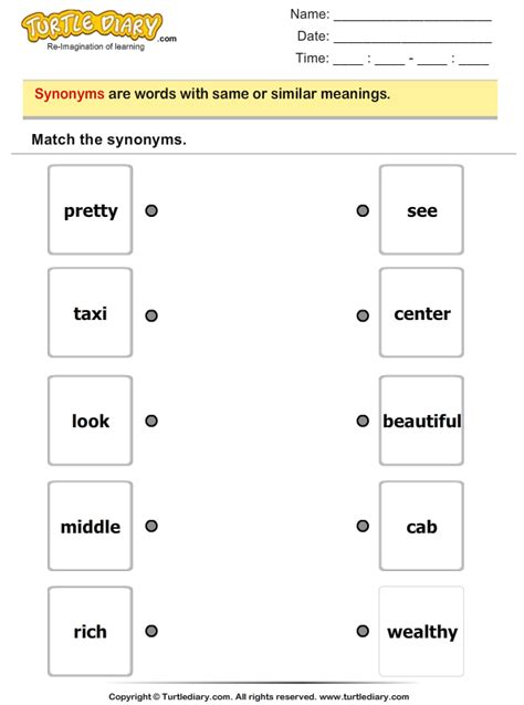Synonyms Worksheet Kindergarten