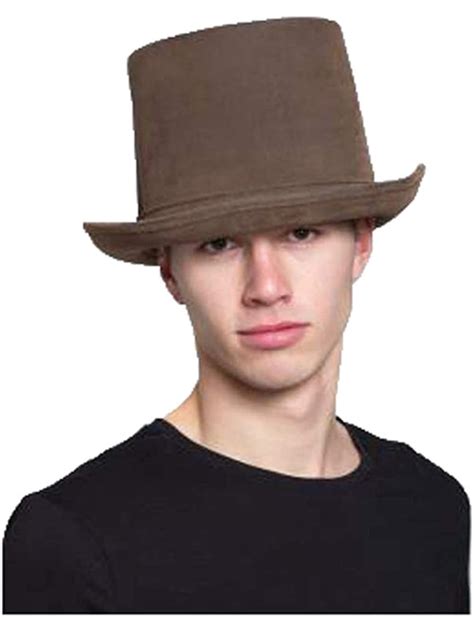Adults Brown Leatherlike Top Hat