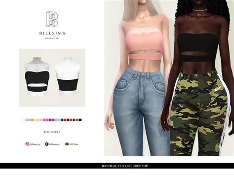 The Sims Resource Bandeau Cut Out Crop Top