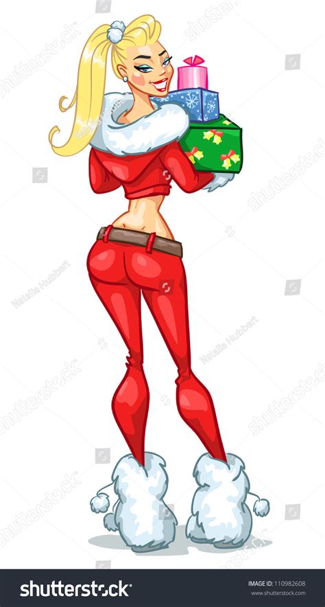 Santa Girl Christmas Presents Boxes Sexy Stock Vector 110982608 Shutterstock