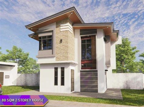 Perspective Views And Floor Plans Of An 80sqm 2 Storey House For Sale