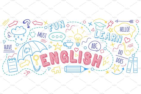 English Language Learning Concept Vector Graphics Creative Market