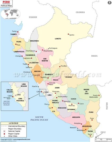 Peru South America Map Peru Political Map