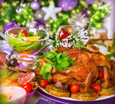 Christmas Dinner Roasted Turkey Stock Image Image Of Knife