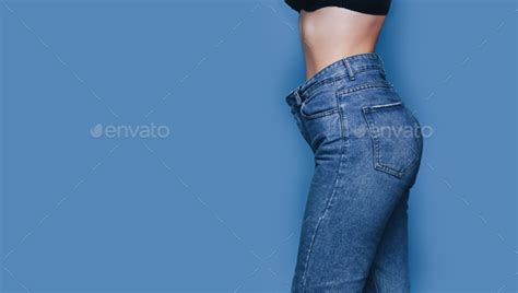Skinny Woman Body With Loose Pants Jeans Light Weight Body With Loose Clothes Slender And