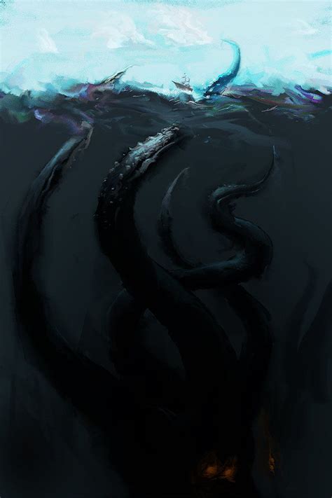 The Kraken Kraken Art Sea Monster Art Scary Ocean