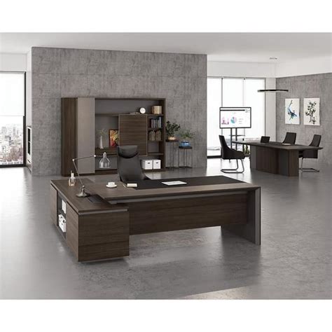 Carter Executive Office Desk With Right Return 22m Coffee And Charcoal