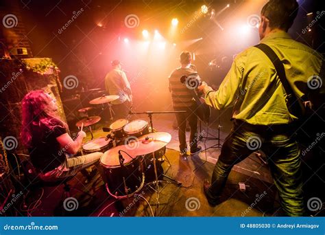 Band Performs On Stage Stock Photo Image Of Concert 48805030