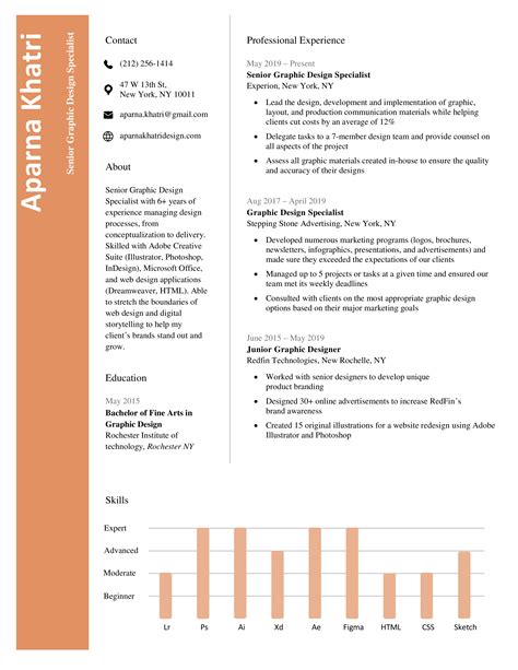 Detailed Creative Resume Template Orange Pptx Templates