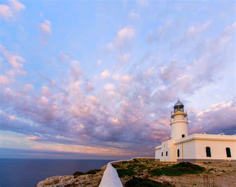 Menorca Sunset At Faro De Caballeria Lighthouse Stock Image Image Of