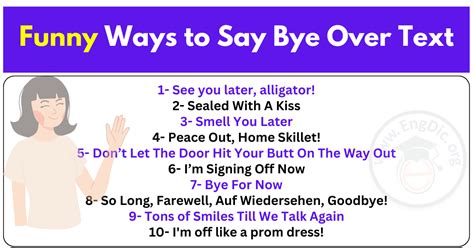 50 Funny Ways To Say Bye Over Text Engdic