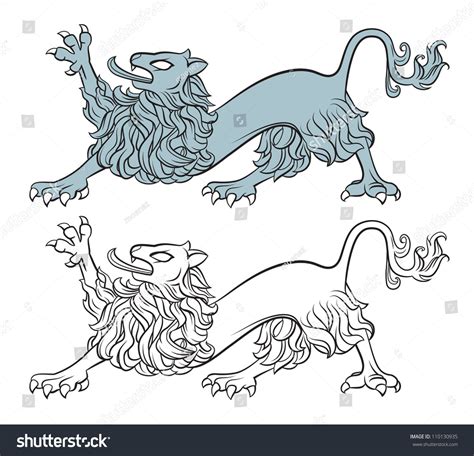 Lion Illustration Isolated On White Heraldry Stock Vector Royalty Free