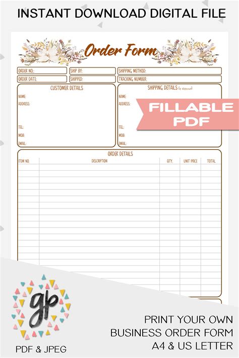 Editable Custom Order Form Printable General Custom Craft Pre Order Fill Out Form Template Etsy