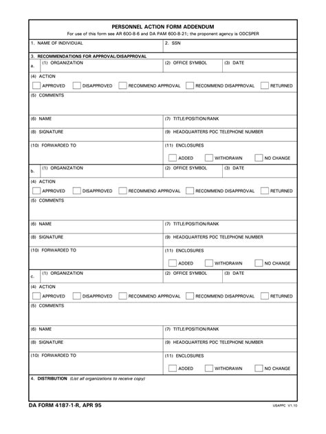 Da Form 4187 1 R Fillable Pdf Fill Out And Sign Online Dochub