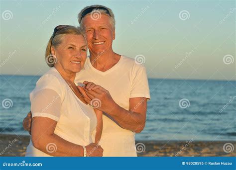 Mature Couple Hugging On Seashore Stock Image Image Of Hugging Mature 98020595