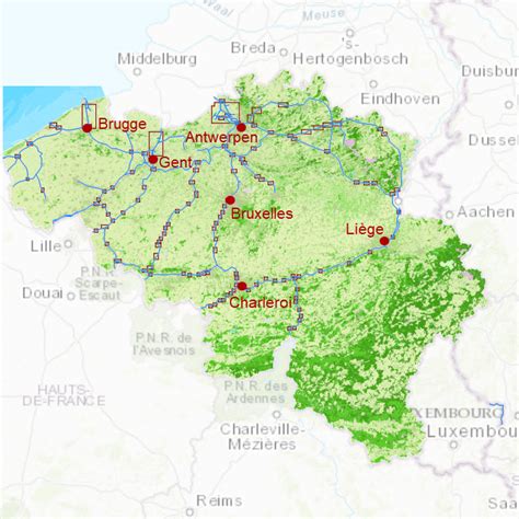 Kaart Belgie Waterwegen Vogels