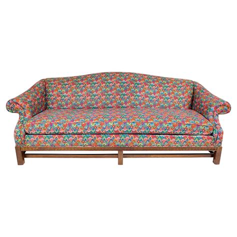 Vintage Chippendale Chintz Upholstered Camelback Sofa At 1stdibs