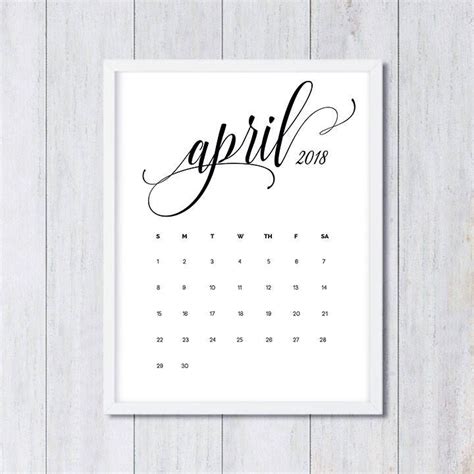 Download April 2018 printable pregnancy baby announcement calendar social media flat lay photo prop due ...