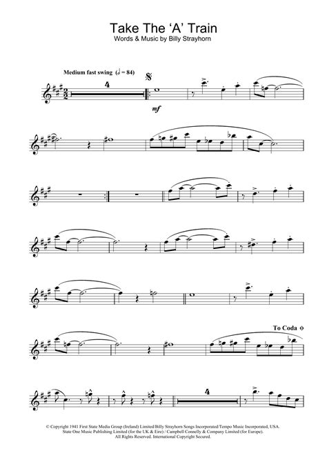 Take The A Train Sheet Music Duke Ellington Alto Sax Solo