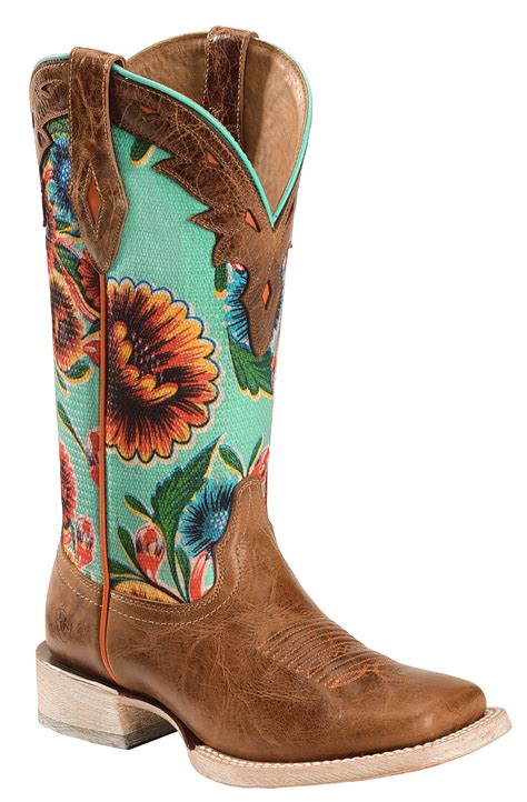 Ariat Floral Textile Circuit Champion Cowgirl Boots Square Toe Country Outfitter