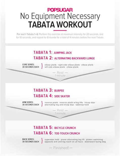 Printable Tabata Workout Popsugar Fitness