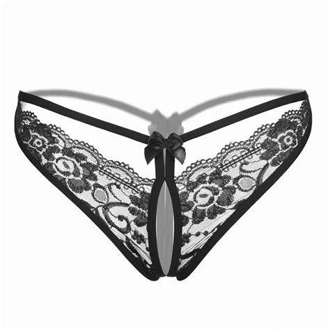 Hot Women Sexy Lingerie Open Crotch Crotchless Low Waist Pearls Thong Panties G String V String