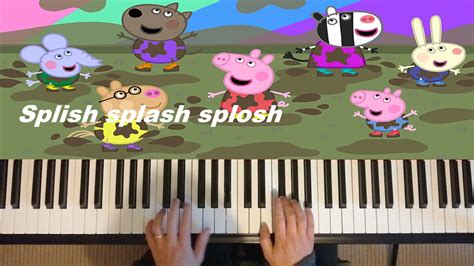 Peppa Pig Muddy Puddles Song On Piano With Lyrics Youtube