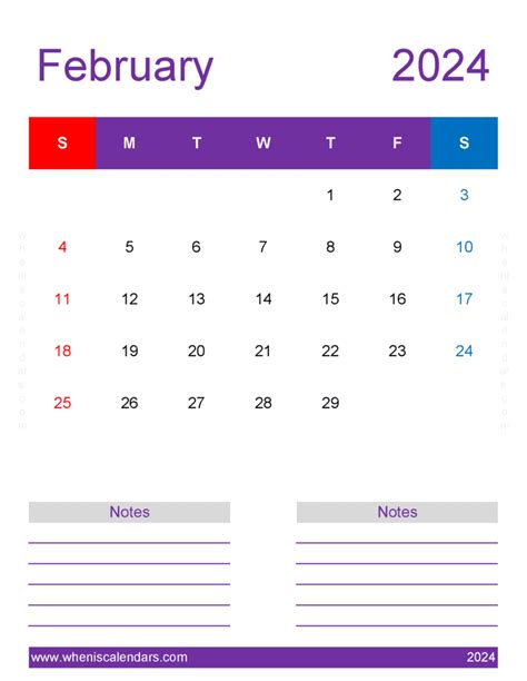 February 2024 Calendar Printable Vertical Monthly Calendar