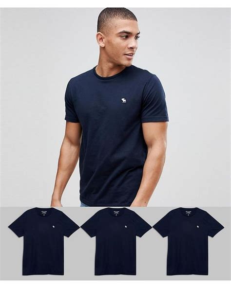 abercrombie and fitch 3pack t shirt crewneck muscle slim fit in navy save 25 in blue for men