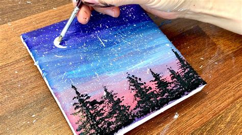 How To Paint Starry Night Night Sky Painting With Acrylic Paint 18