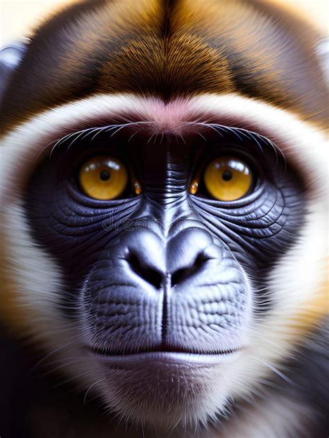 Close Up Monkey In A Jungle Ai Generated Stock Illustration
