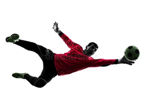 Soccer Player Goalkeeper Man Catch Ball Silhouette Stock Photo Image