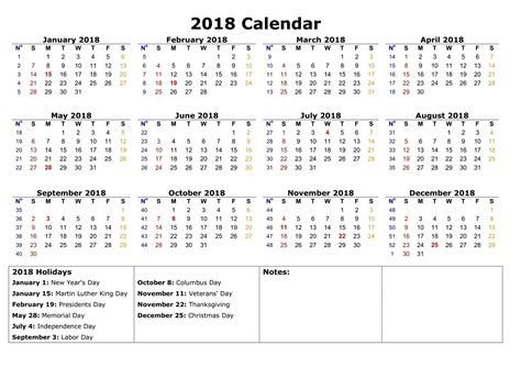 Free Yearly Calendar 2018 Printable K5 Worksheets