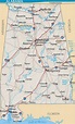 Detailed road map of Alabama state with relief and cities | Alabama ...