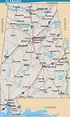 Detailed road map of Alabama state with relief and cities | Alabama ...