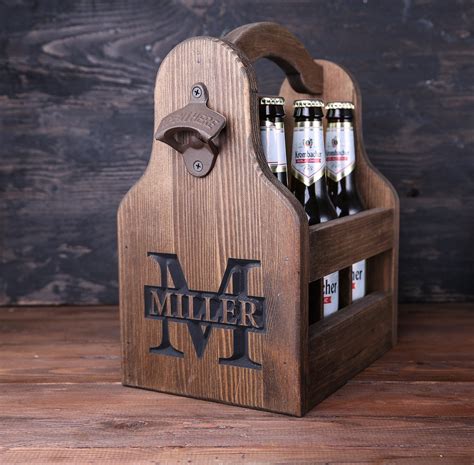Personalized Wooden Bottle Carrier Beer Holder Beer Carrier Beer