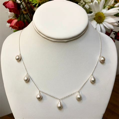 Dangling Teardrop Pearl Necklace Baroque Pearl Necklace Etsy